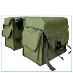 Bike Saddlebag for Electric Bike, Rack Pannier Bag with 2 Large Side, Green