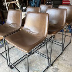 6 Faux Leather Counter Stools 