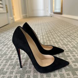 Christian Louboutin So Kate 120mm Black Suede Pumps - Size 37.5