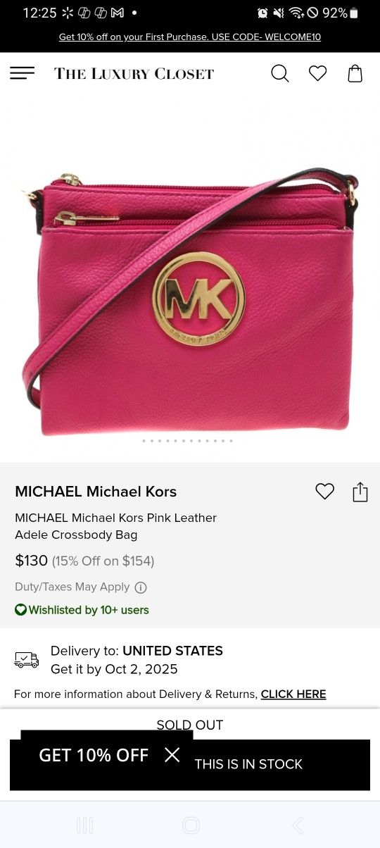 Perfect Condition, Never Been Used, MK Cross Boddy Purse