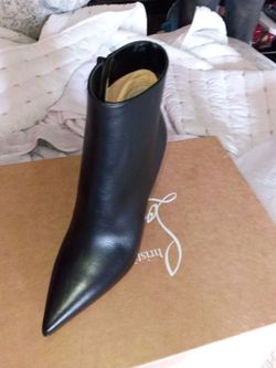 Christian Louboutin Black Leather Ankle Boot