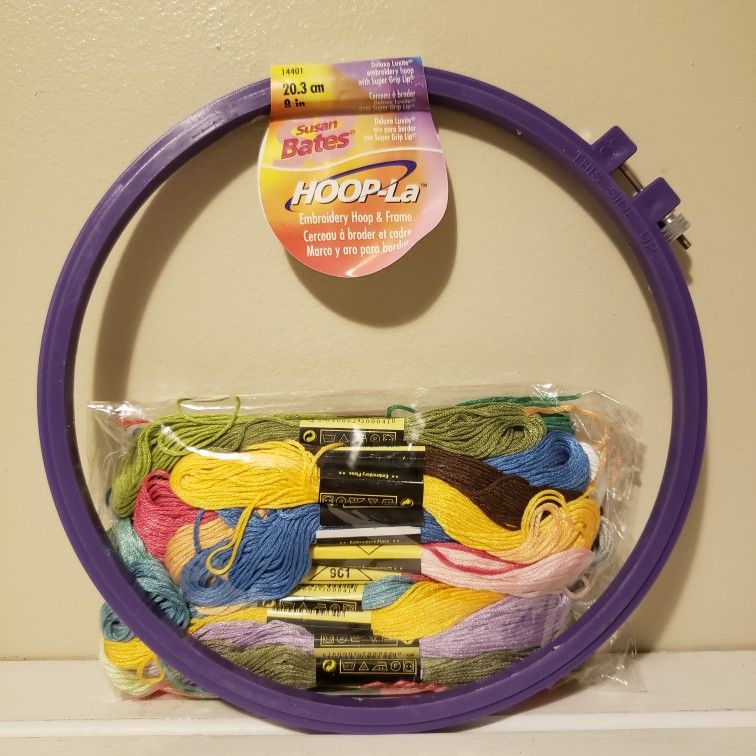 8” Plastic Embroidery Hoop and 36 Colors Embroidery Floss