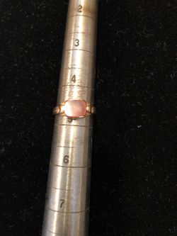 Solid gold ring small size 4 1/2 precious stone red