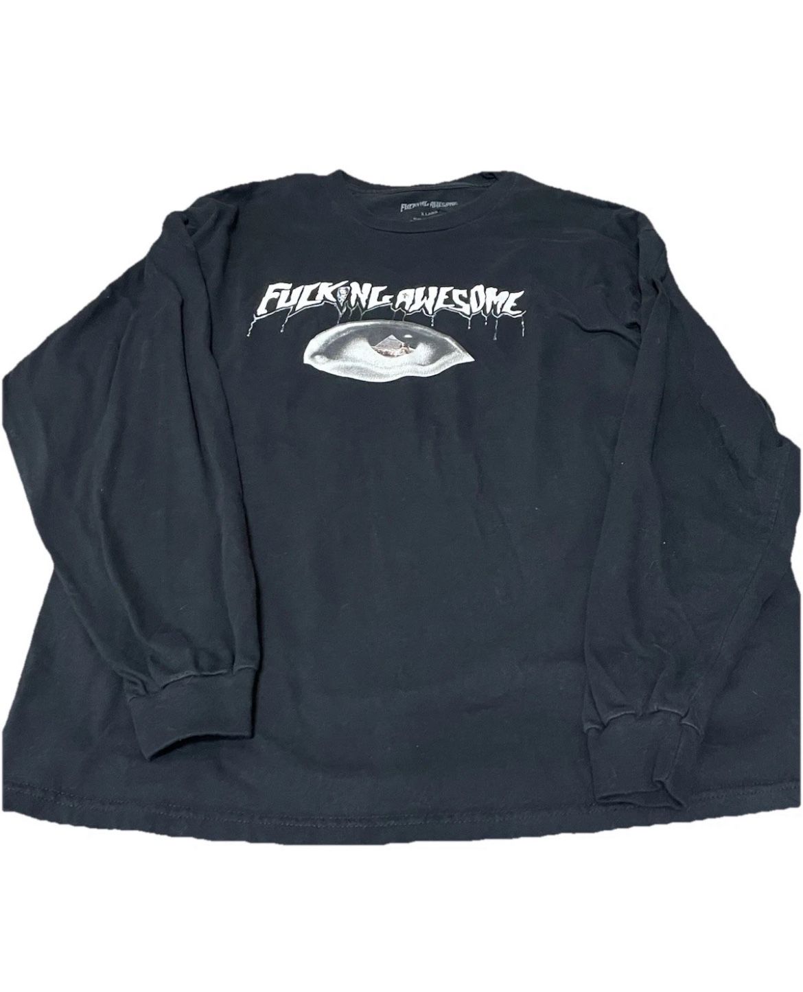 FuckingAwesome Mens Long Sleeve Black Shirt Graphic Logo Size XL