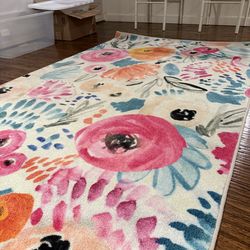 Abdullah Kids Rug in Orange/ Blue/Pink