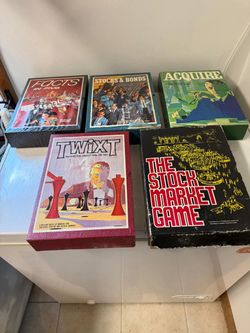 Antique Lot of 5 Bookcase Board Games Movie Props OBO