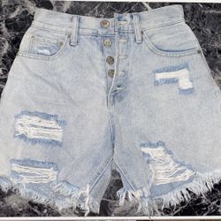 Size 24 Light Blue Distressed Forever 21 Shorts 