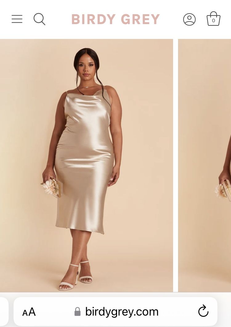 sachin and babi light blue dress Cowl Front Satin Short Sleeve Bridesmaid Dress - Champagne main image 1