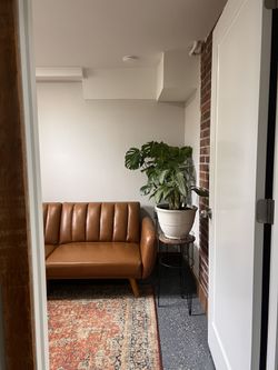 Camel Faux Vegan Leather Sofa