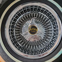 14x7 Bolt on wire wheels Luxor 5 lug universal new tires 195/75/14 Brand New