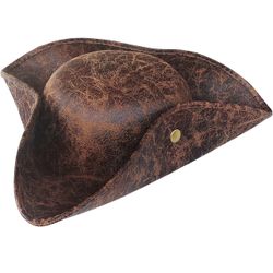 Brown Faux Leather Pirate Hat,Tricorn Pirate Hat,Novelty Leather Pirate Hat