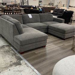Penelope Fabric Sectional With Ottoman