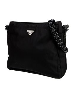 Prada 
Tessuto Nylon Chain Shoulder Bag Black