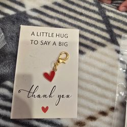 Tiny Keychain Heart And Card. West Islip 