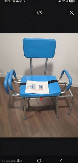 Platinum Health Revolution Pivoting Deluxe Shower Chair Padded Swivel Seat Blue