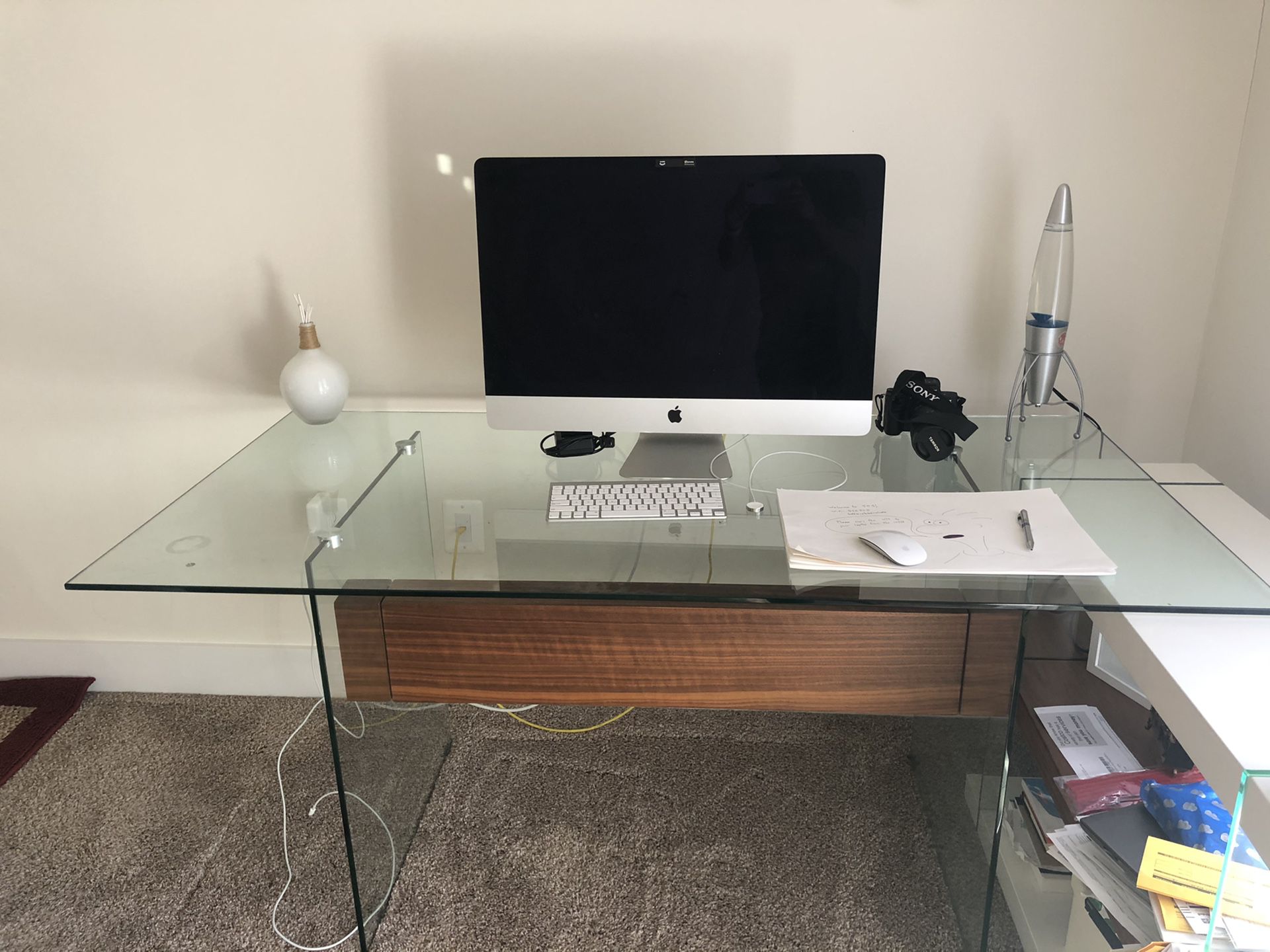 Contemporary Glass Desk with free office chair
