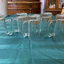 Libbey Holly & Ribbon Design Christmas Beer Mugs
