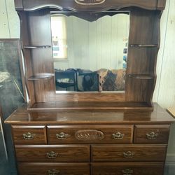 Vintage Dresser With Built-in Mirror