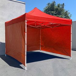 (Brand New) $129 Heavy-Duty EZ Popup Canopy 10x10’ with (3 Sidewalls) Outdoor Gazebo, Carry Bag (Black)