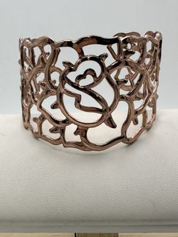 Faux Rose Gold / Copper Cuff Bracelet 1 7/8” Wide Size 6 1/2” Great Condition