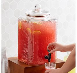 5 Gallon Hammered Glass Beverage Dispenser