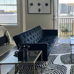 Black Suede Futon Couch Bed