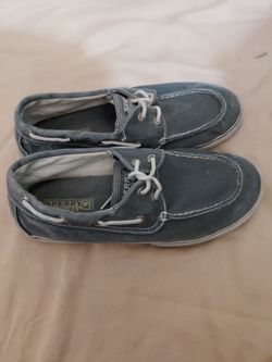 Grey Sperry top sider canvas men size 6M