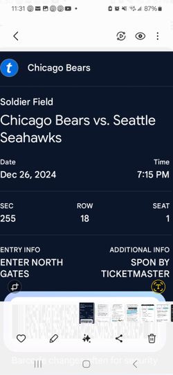 Bears🐻 VS Seahawks!! Aisle Seats! $600 For ALL 4 Tickets!!!!