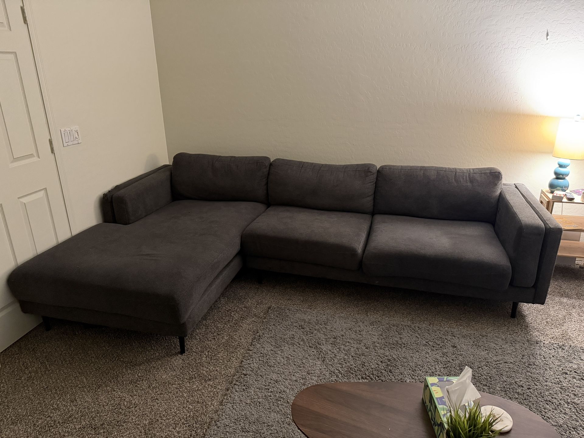 Gray Sectional Couch Sofa (9 Feet)