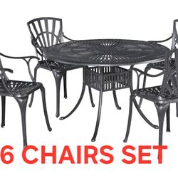 Homestyles 7 Piece Outdoor Dining Set 48" Table Charcoal 6 CHAIRS