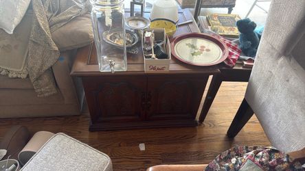 2 Small Wooden Cabinet with Carved Doors
