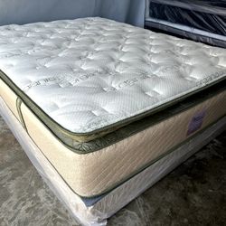 Queen Organic Elite Superior Hybrid Cool Gel Memory Foam Pillow Top 14inch Mattress!!