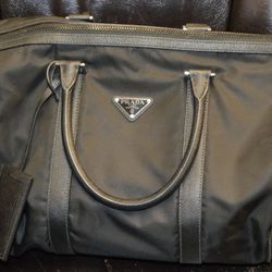 PRADA Nylon and Saffiano Leather Duffle Bag (Used)