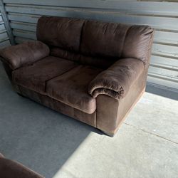 Brown Suede Loveseat 