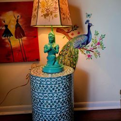 Vintage Kneeling Buddha Lamp Statue Measures 24" Tall