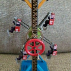 Vintage Tin Rotating Swing Amusement Park Collection Toy 