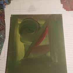 Abstract Green and Red Canvas Painting