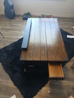 Rustic Wood Coffee Table with Drawer