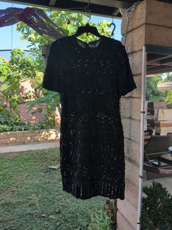 Black Sequin Short Sleeve Mini Dress