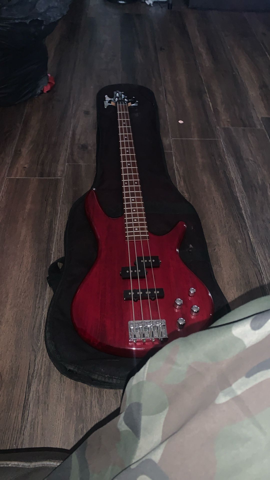 Ibanez GSR200 4-String Electric Bass Guitar in Transparent Red.  
