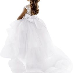 Applique Flower Girl Dress for Wedding Tiered Tulle