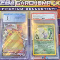 Graded Pokémon Cards Pikachu Vmax MINT and Jumpluff Holo Neo Genesis NM SWIRL