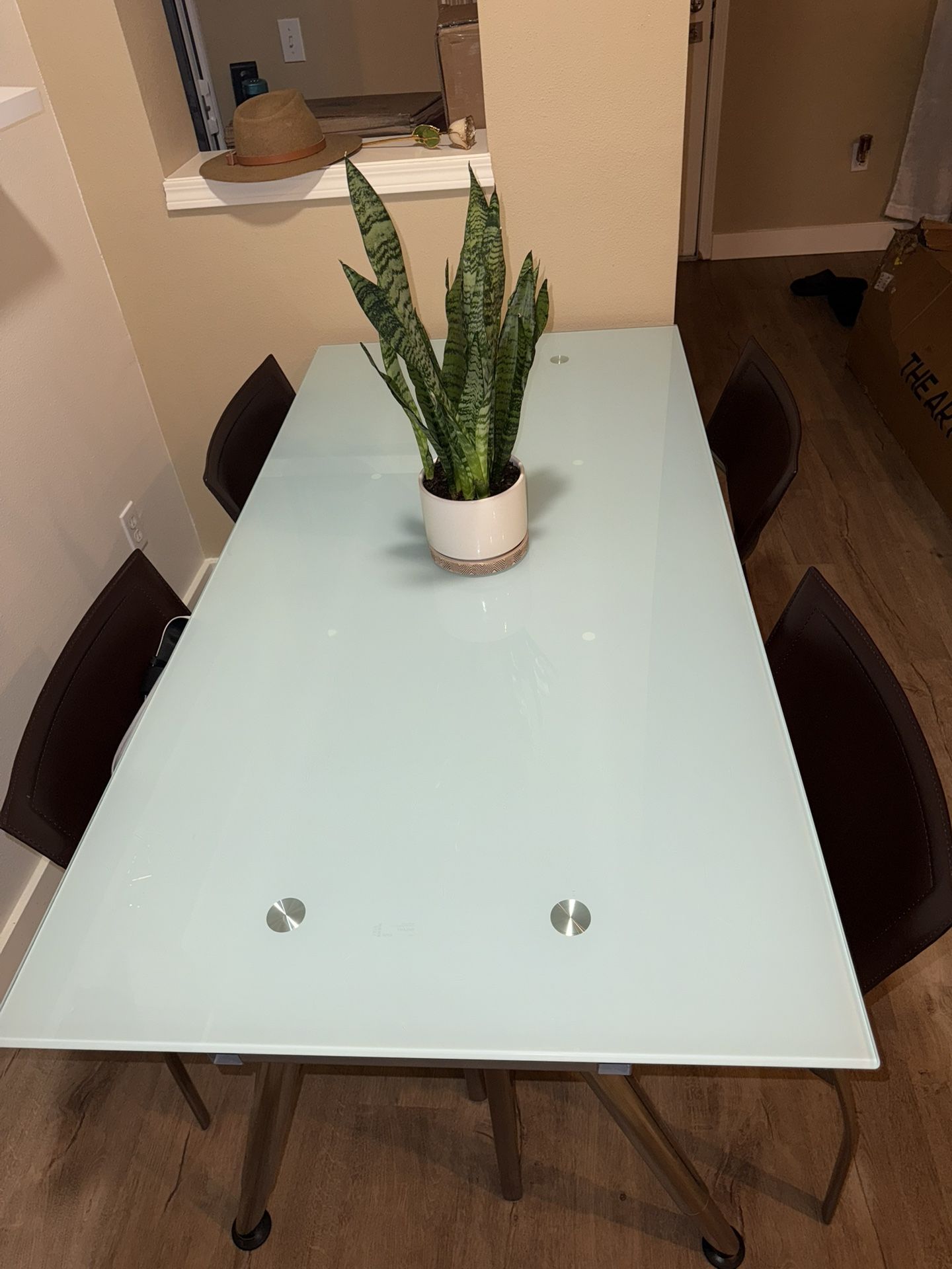 Glass Dining Table Set With 4 Chairs