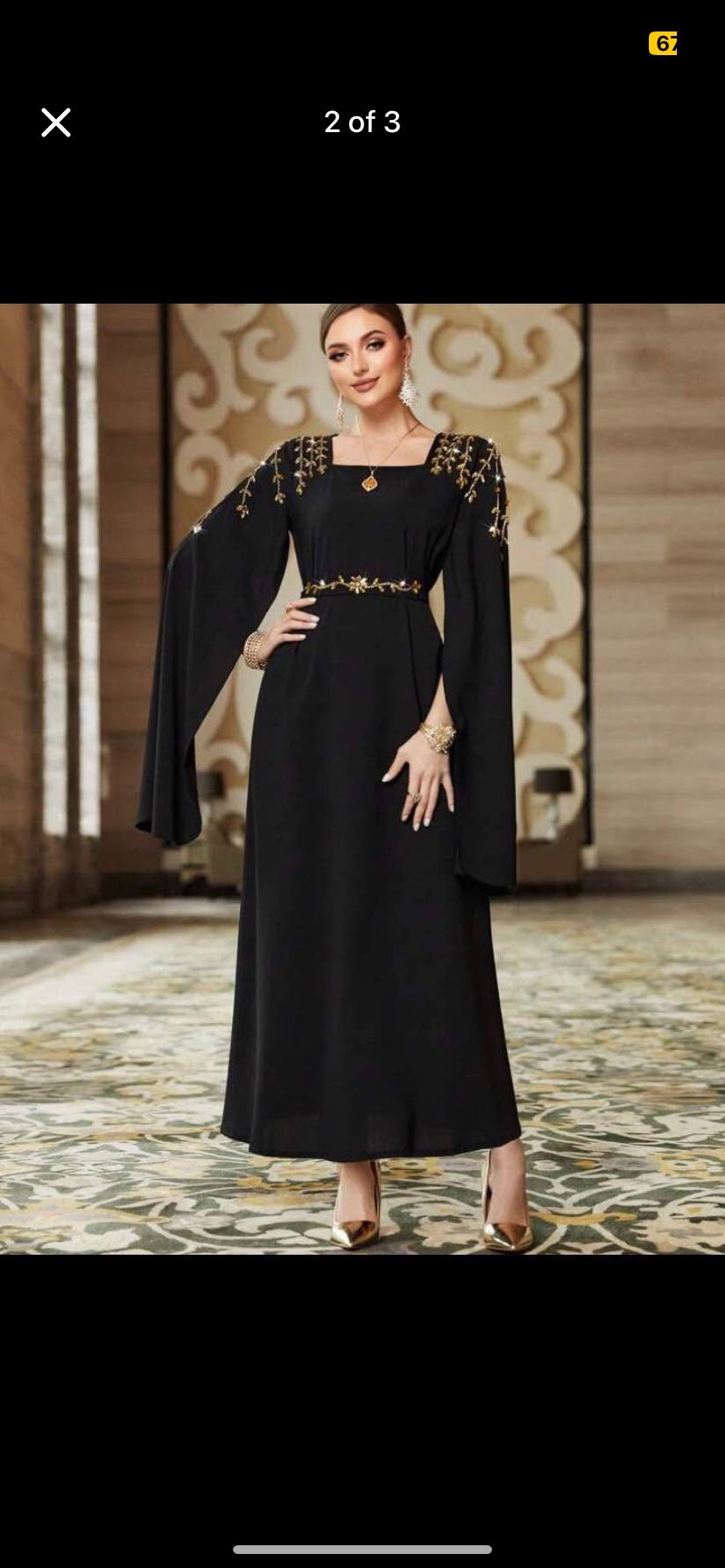 Rhinestone Decor Cloak Sleeve Kaftan, Modest