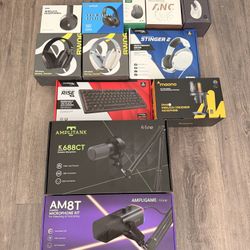 Gaming keyboard, Gaming Mic, Gaming Headsets, gaming mouse