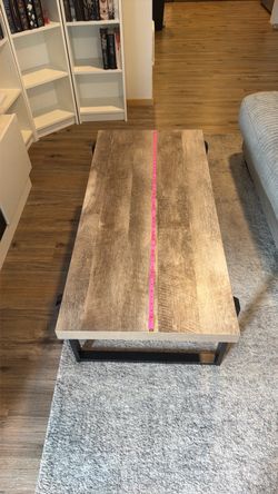 Wood Top Coffee Table with Black Metal Legs