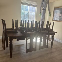 Solid Wood Dining Table Set with 6 Chairs
