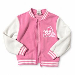 Barbie Girls Pink & White Varsity Jacket Size 7/8