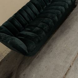 Dark Green Velvet Couch