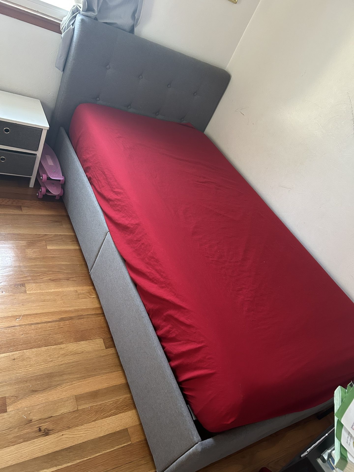 2 Twin Upholstered Bed Frame w/ Storage Drawers – Great Condition! ✨